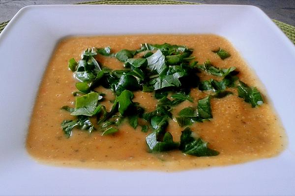 Cream Of Paprika Soup with Rocket Topping