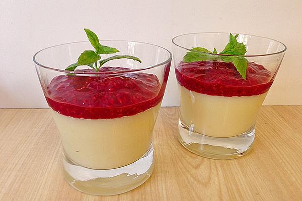 Cream Pudding with Raspberry Sauce