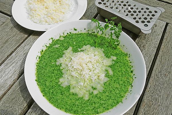Cream Soup from Lamb`s Lettuce with Parmesan