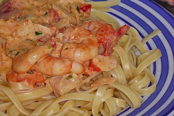 Creamy Pasta with Salmon and Crab Meat