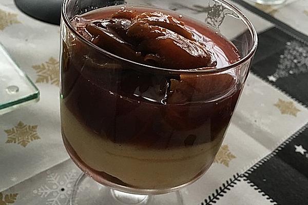 Creamy Vanilla Pudding with Cinnamon Plum Compote