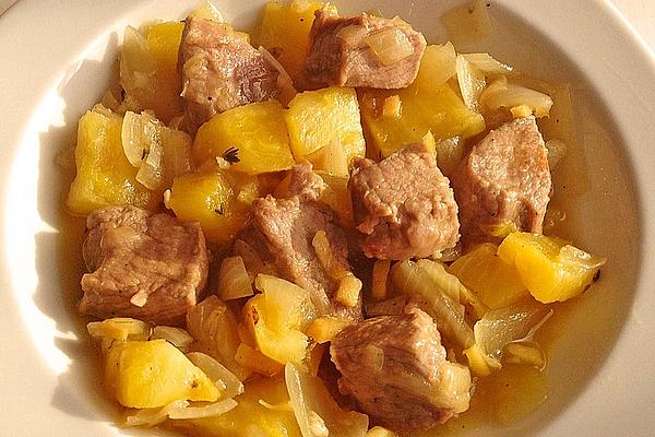 Creole Veal with Pineapple, Onions, Garlic and Ginger