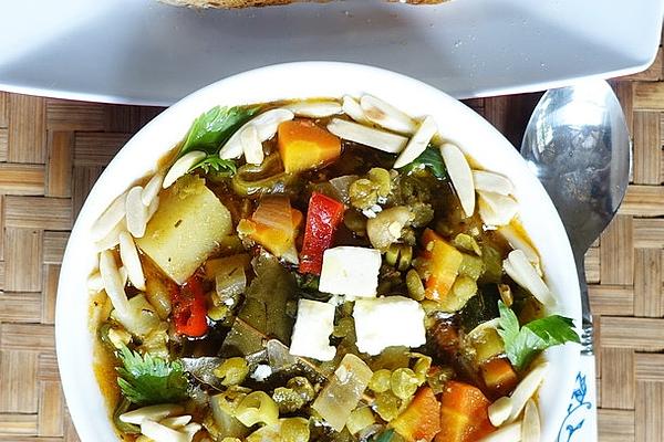 Cretan Farmer`s Soup with Green Lentils