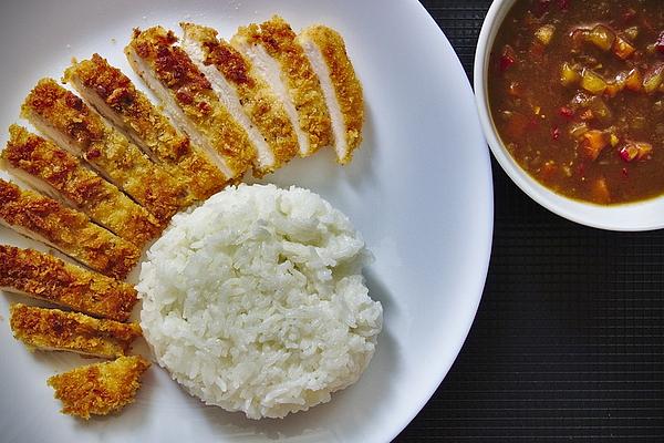 Crispy Chicken Schnitzel with Curry Sauce