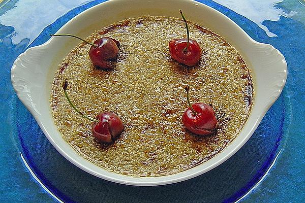 Crème Brûlée Made from Poultry Liver with Balsamic Cherries