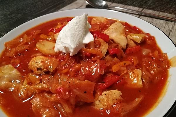 Crumbly Cabbage Stew with Paprika and Chicken Breast