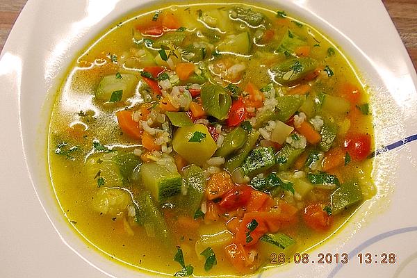 Crumbly Summer Vegetable Soup Across Garden