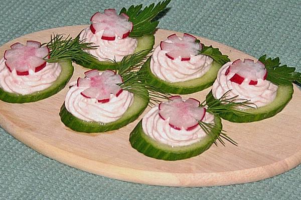 Cucumber Canapés with Cream Cheese – Ham – Cream