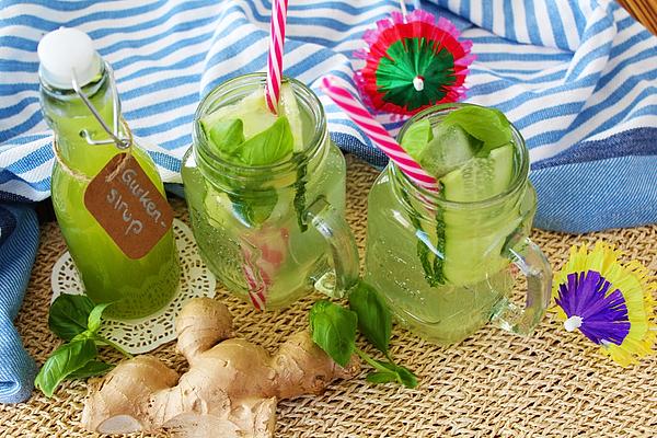 Cucumber Lemonade with Basil and Ginger