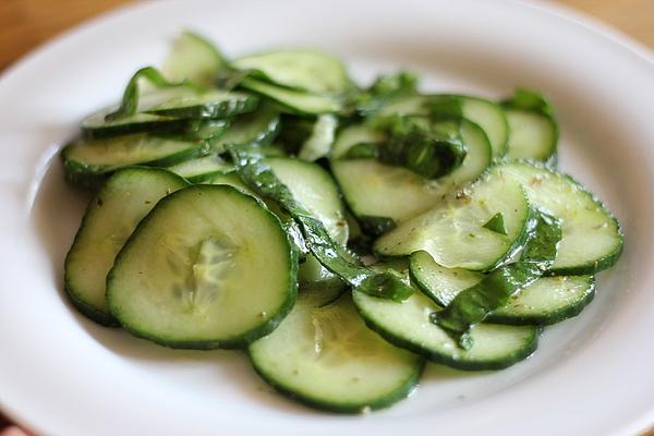 Cucumber Salad in Vinegar and Oil Vinaigrette with Wild Garlic