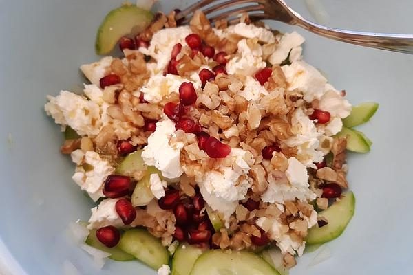 Cucumber Salad with Pomegranate Seeds and Feta