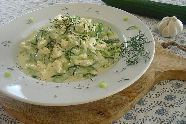 Cucumber Salad with Sheep Cheese and Fine Cream Dressing À La Bertino