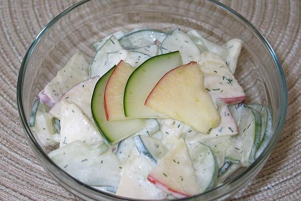 Cucumber Salad with Sour Cream – Dill Dressing and Apple