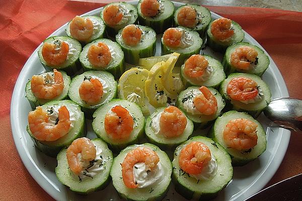 Cucumber Stuffed with Cream Cheese and Prawns