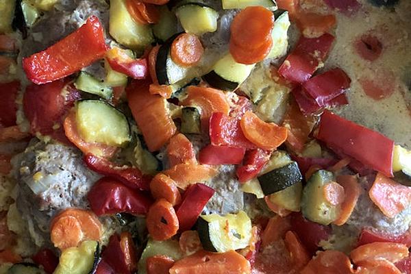 Curry Meatballs with Peppers, Zucchini and Carrots