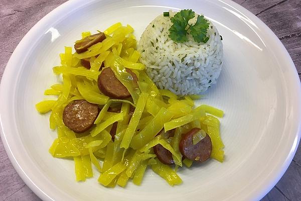 Curry Turmeric Cabbage with Cabanossi