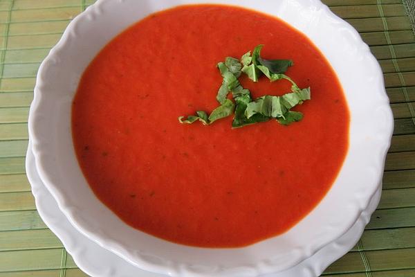 Dark Red Tomato Soup with Red Basil