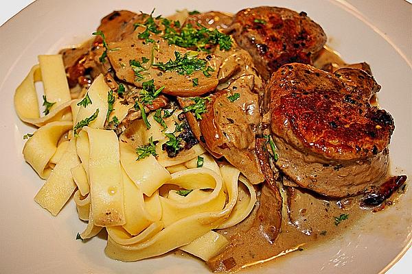 Deer Medallions on Cream Porcini Mushrooms