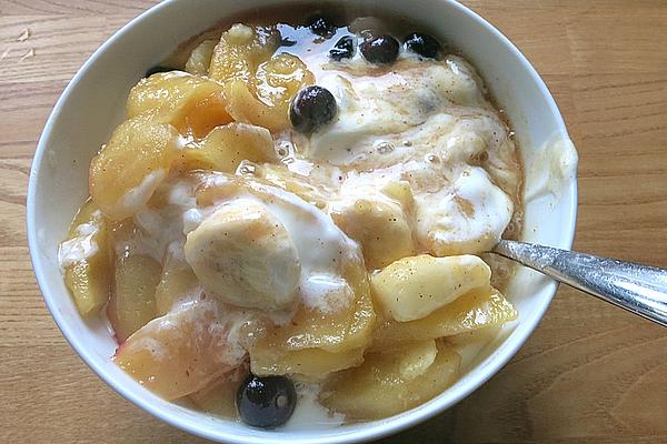Delicious Hot and Sweet Fruit Dessert with Yogurt