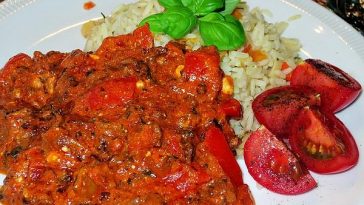 Delicious Ratatouille with Minced Meat and Rice