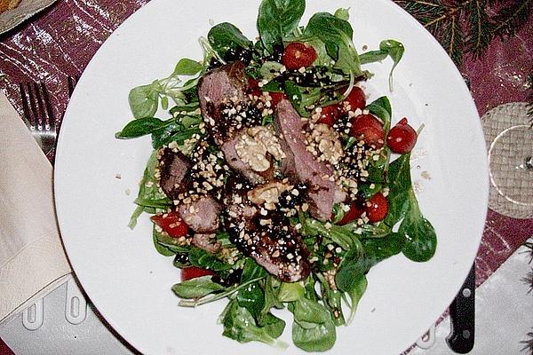Duck Breast with Balsamic Sauce on Lamb`s Lettuce
