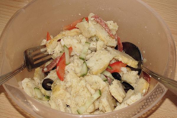 Dumpling Salad with Salami
