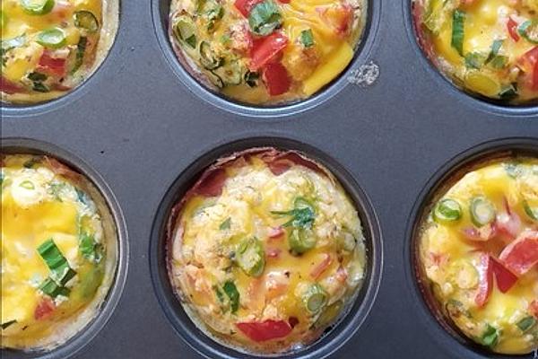 Egg Muffins with Cocktail Tomatoes and Serrano Ham