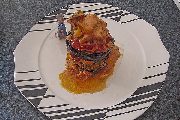 Eggplant Casserole with Tomatoes and Mediterranean Sheep Cheese