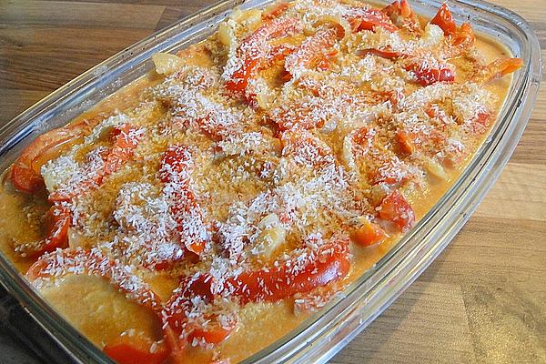 Eggplant, Pepper, Tomato and Coconut Casserole