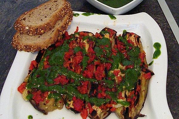 Eggplant-peppers with Parsley-garlic Sauce