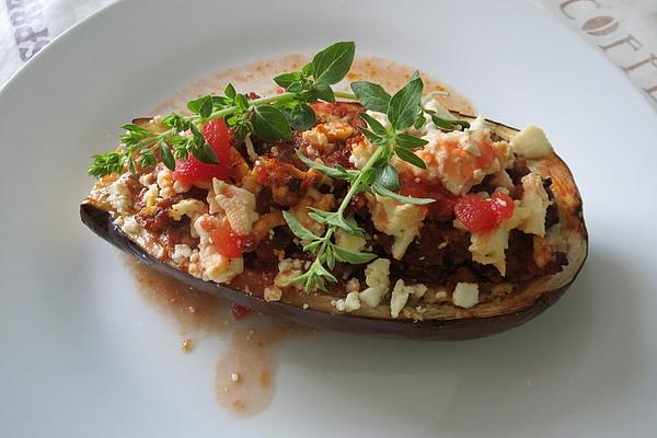 Eggplant Stuffed with Minced Meat and Feta