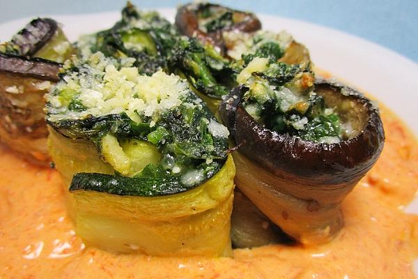 Eggplant – Zucchini – Rolls with Spinach and Parmesan