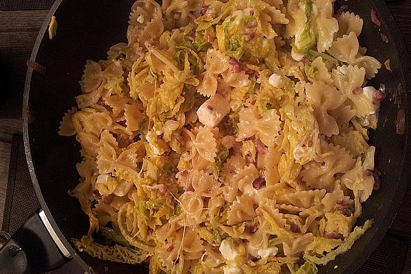 Farfalle with Savoy Cabbage and Bacon