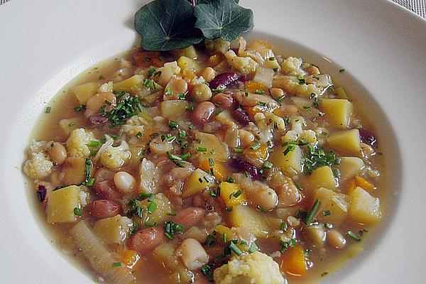 Farmer`s Soup Made from Legume Mix with All Kinds Of Vegetables