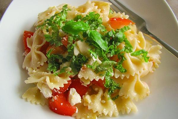 Fast, Mediterranean Pasta Salad with Feta Cheese