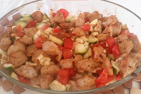 Feta and Tomato Casserole with Diced Chicken