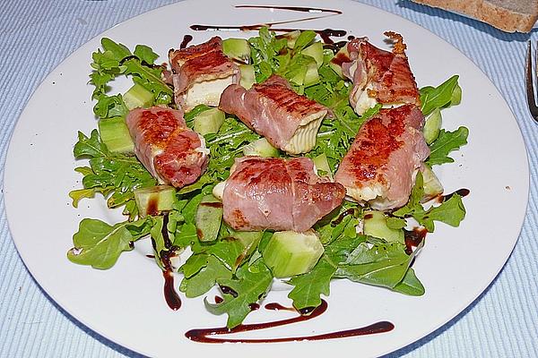 Feta Cheese Wrapped in Ham on Lettuce