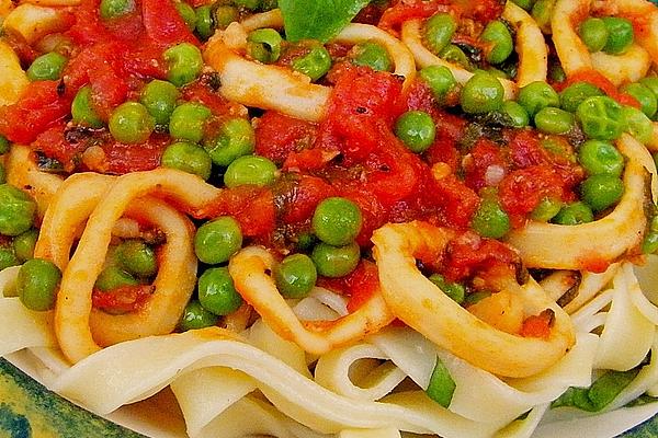 Fettuccine with Squid and Peas