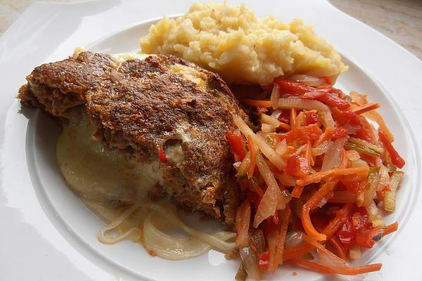 Filled Cheese Meatloaf with Potato Gratin