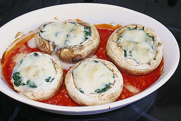 Filled Giant Mushrooms with Tomato Sauce