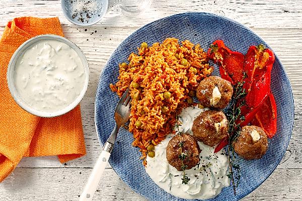 Filled Meatballs with Feta and Pointed Peppers