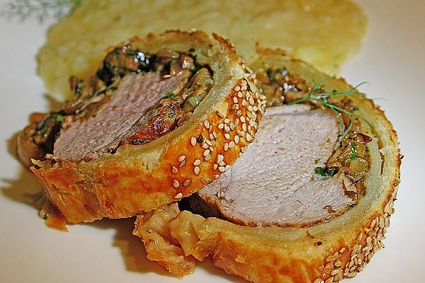 Fillet in Puff Pastry with Mushroom Filling