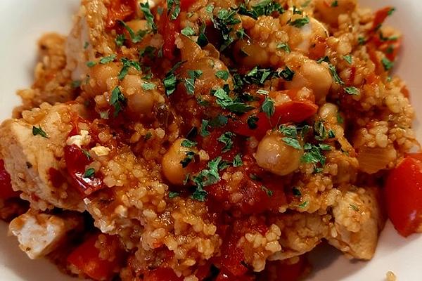 Filling Couscous Salad with Vegetables and Chicken