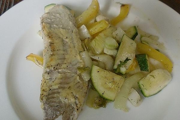 Fish Fillet on Baked Vegetables