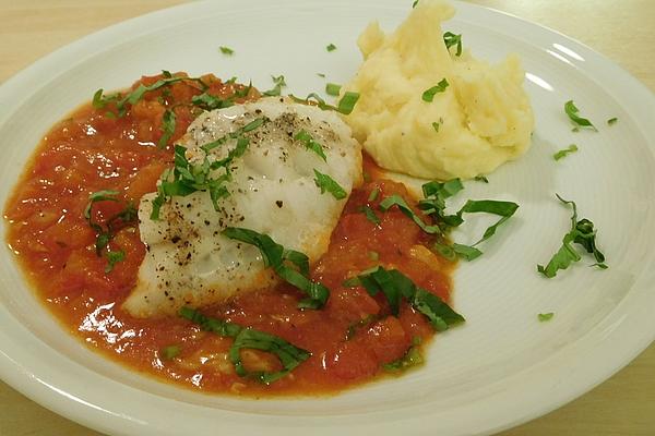 Fish Fillet on Tomato and Onion Ragout