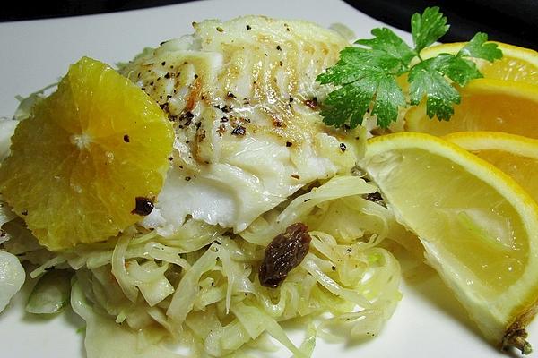 Fish Fillet with Fennel and Cabbage Salad