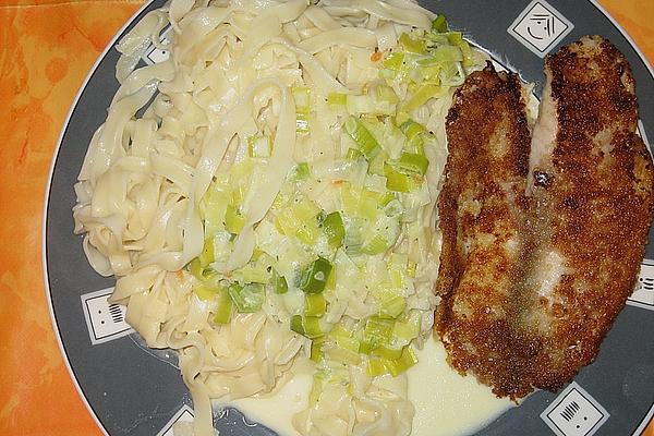 Fish Fillet with Leek Vegetables and Tagliatelle