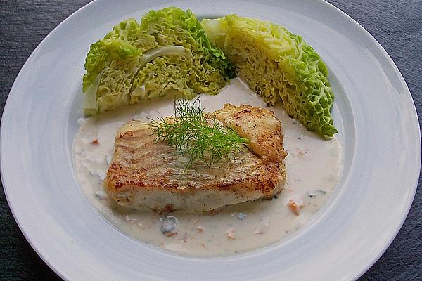 Fish Fillets with Cheese Sauce on Zucchini