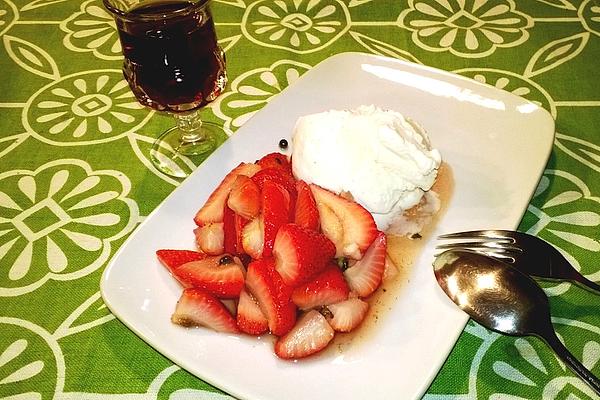 Flambéed Strawberries with Green Pepper