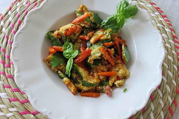 Fluffy Vegetable Pancakes with Carrots and Snow Peas